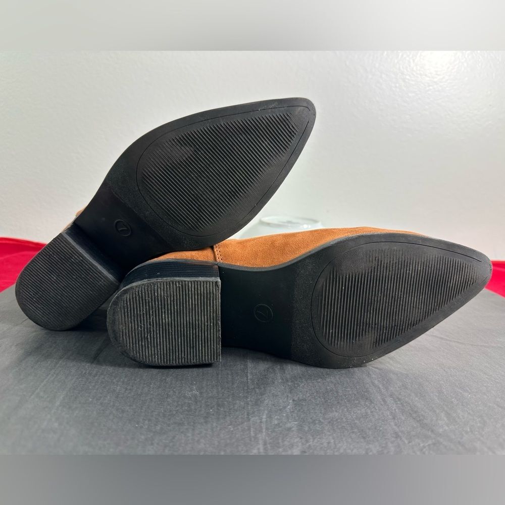 A New Day Gwen Women’s Cognac Brown Faux Suede Ankle Boots Comfort Heel, Sz 7 - Picture 13 of 13